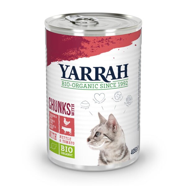 Yarrah Bio kousky 6 x 405 g - bio kuře & bio