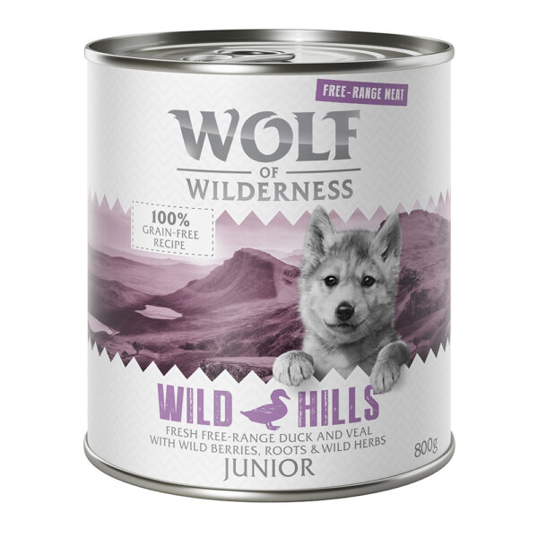 Výhodné balení Wolf of Wilderness "Free-Range Meat" Junior 12 x 800