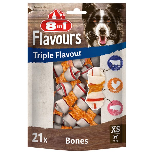 8in1 Triple Flavour žvýkací kosti XS
