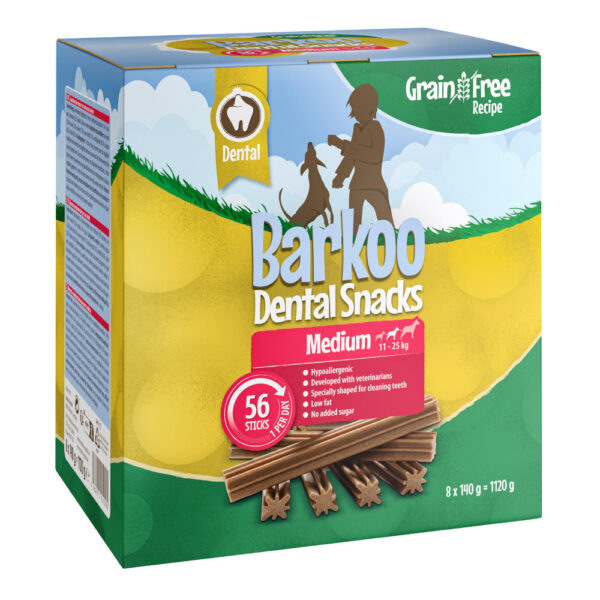 Výhodné balení Barkoo Dental Snacks 28 nebo 56 kusů – receptura bez