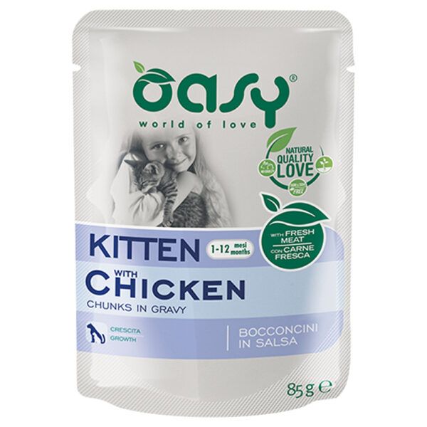 Oasy Kitten Chunks in Sauce with Chicken Pouches 24 x