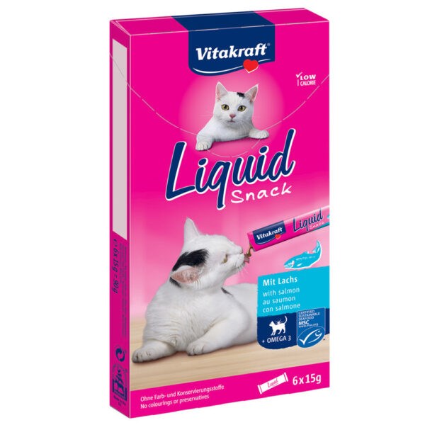 Vitakraft Cat Liquid-snack s lososem + omega 3 -