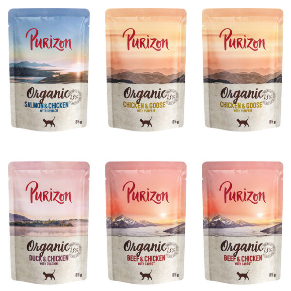 Purizon Organic 6 x 85 g - míchané balení (2 x kuřecí