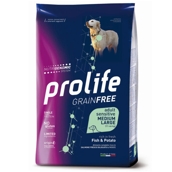 Prolife Dog Grain Free Sensitive  Adult Medium/Large Fish